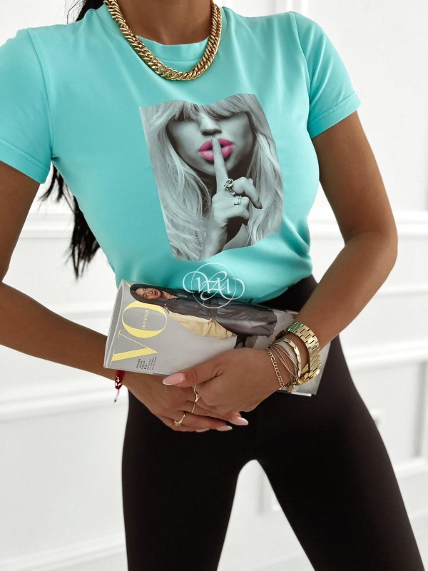 T-shirt Female LipsTurquoise