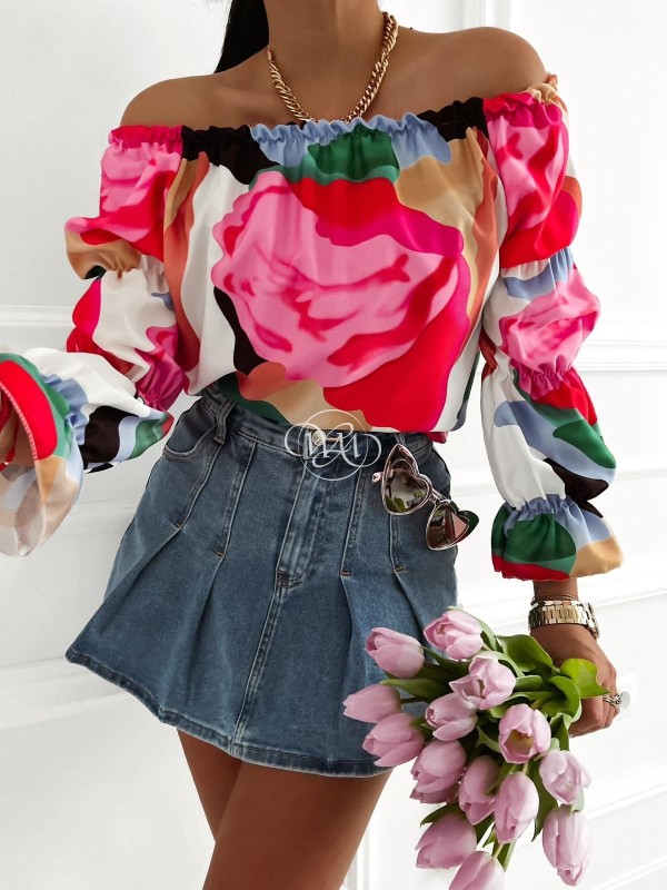 Bluzka hiszpanka Tamara abstrakcyjne kwiaty