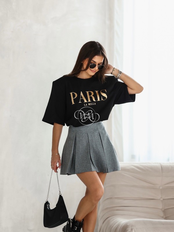 Bluzka Paris czarna i złoty napis