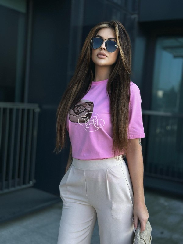 T-shirt Mia Style z różą róż